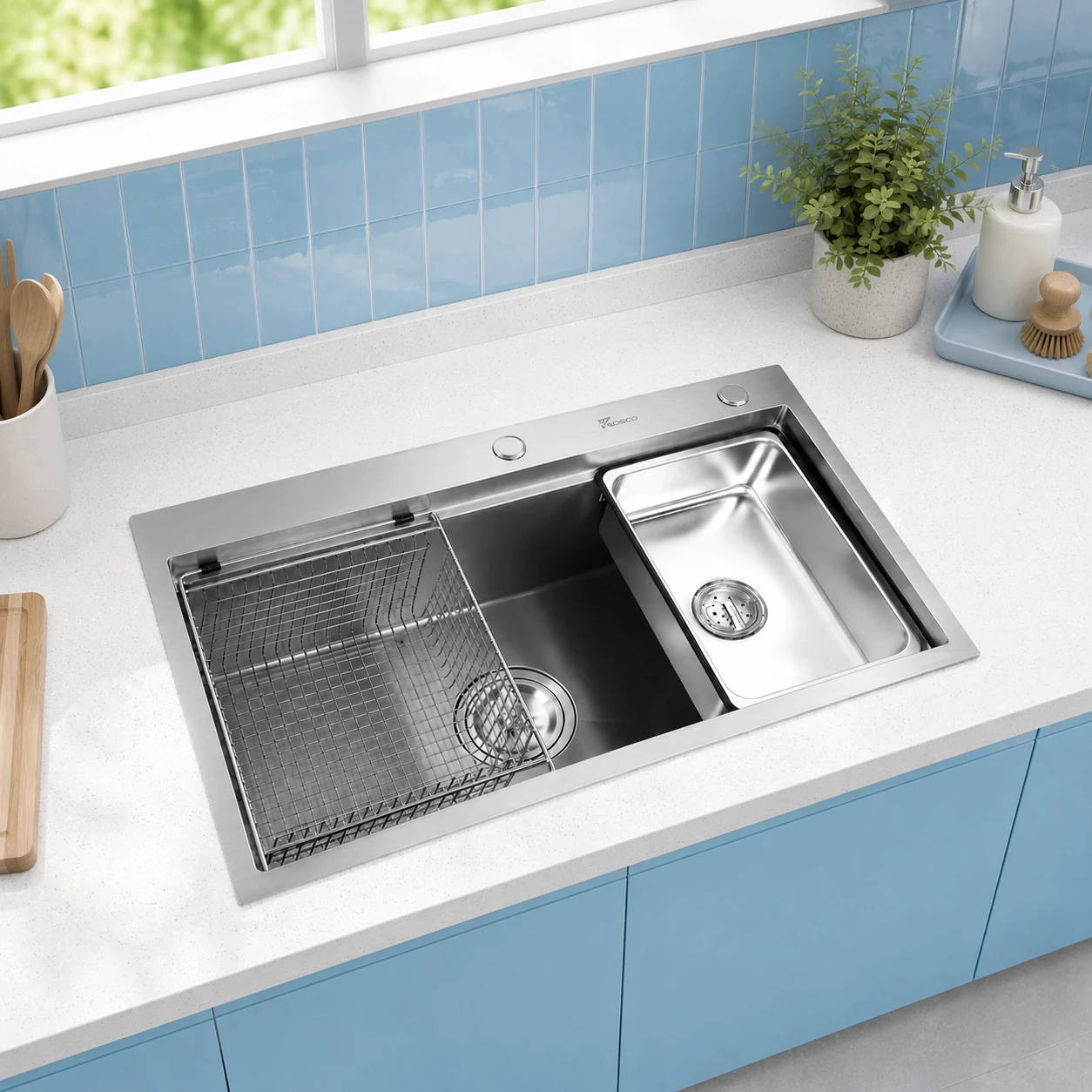 Chậu rửa 1 hố giật bậc CO 7248