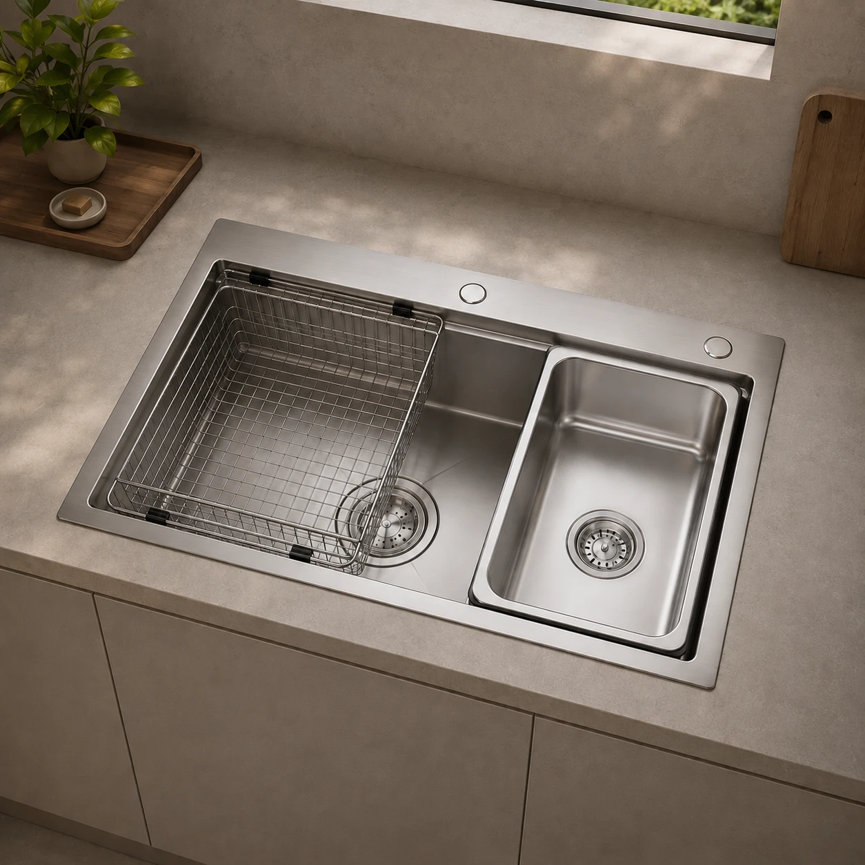 Chậu rửa 1 hố giật bậc CO 8048 Dương bàn