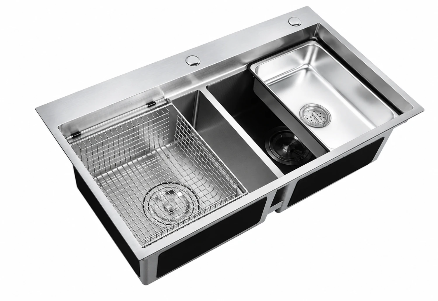 Chậu rửa inox 2 hố âm bàn giật bậc CO 8448